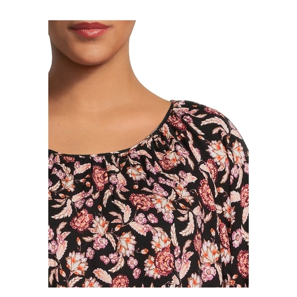 Terra & Sky NWT Plus Size Long Sleeve Round Neck Relaxed Fit Peasant Top 843 - Picture 4 of 5